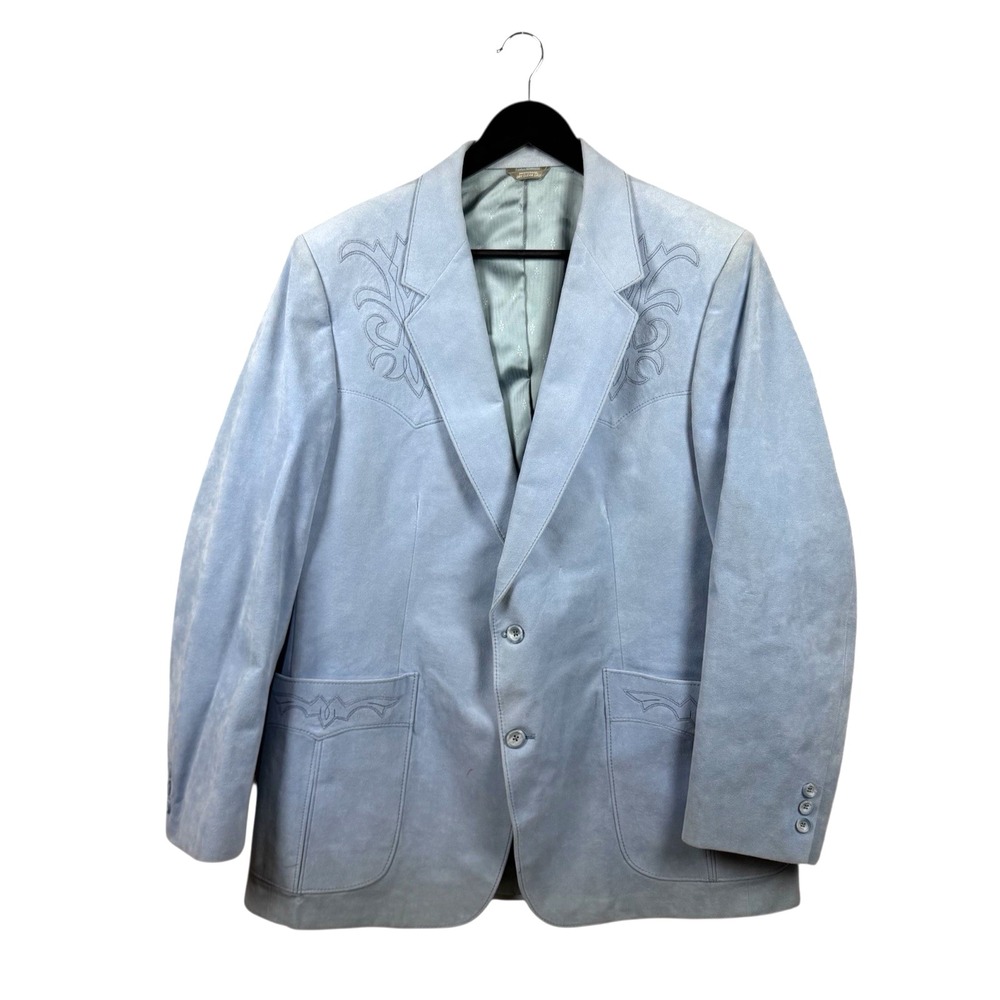 Vintage Scully Light Blue Suede Men's Blazer‎ w Embroidery Sz 42 (L) - approx